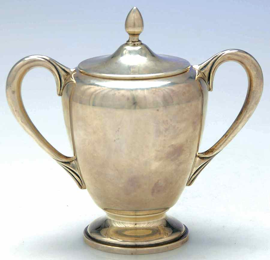 437 (Sterling, Hollowware) Sugar Bowl & Lid by M Fred Hirsch-1