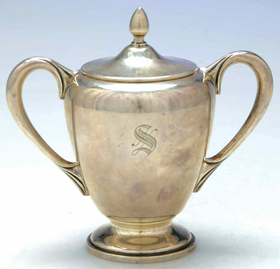 437 (Sterling, Hollowware) Sugar Bowl & Lid by M Fred Hirsch-1