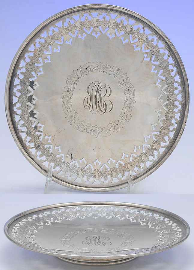 249A (Sterling, Hollowware) Footed Pierced Cake Plate by Meriden Britannia -1