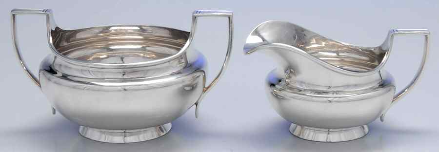 MWE35 (Silverplate, Hollowware) Creamer & Open Sugar Set by Mappin & Webb-1