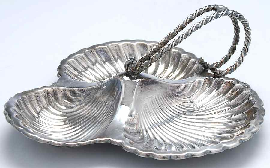 W9126 (Silverplate, Hollowware) 3-Part Handled Plated Bon Bon Bowl by Mappin & Webb-1