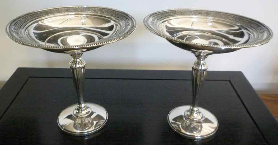 482 (Sterling, Hollowware) Weighted Round Compote (Height X Width) by M Fred Hirsch-1