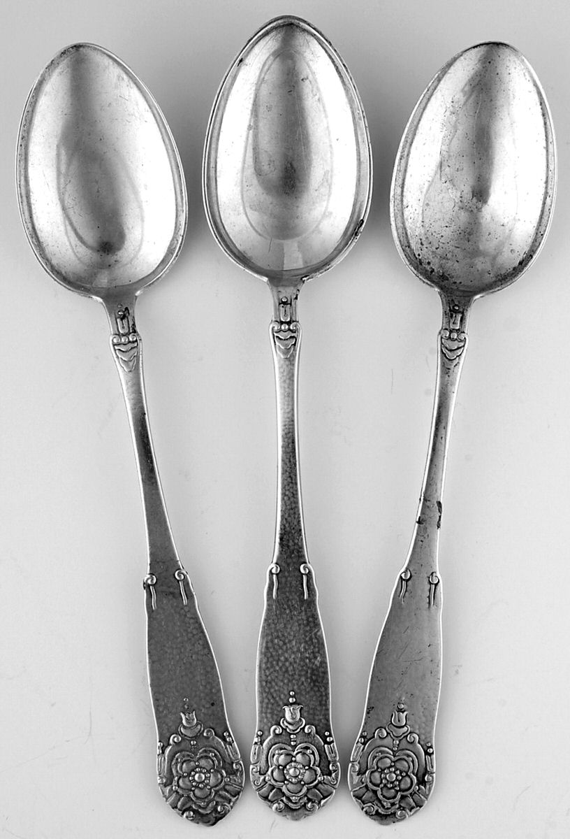 M1A9 (Sterling) (Set of 3) Monogram European Place/Oval Soup Spoon by Magnus Aase (Norway)-1