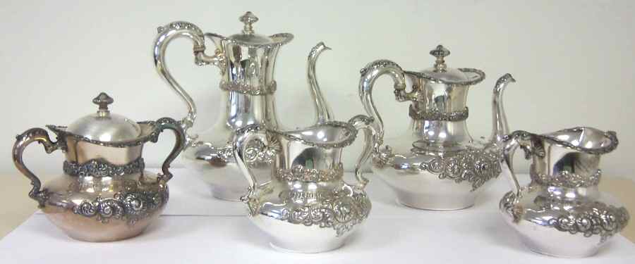 2014 (Silverplate, Hollowware) 5-Piece Plated Tea Set (with Waste) by Meriden Britannia -1