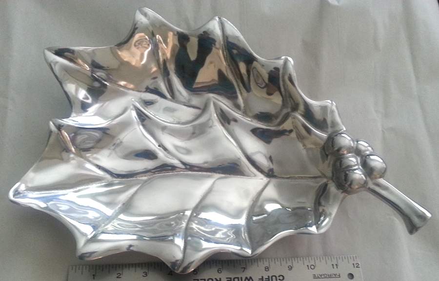 Aluminum Hollowware 15" Leaf Dish by Mariposa-1