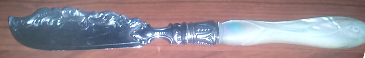 Pearl Handle (Silverplate) Hollow Handle Master Butter Knife by Martin, Hall & Co.-1