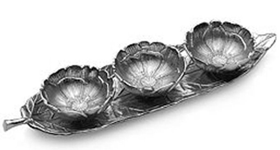 Botanical Flower (Nickel, Hollowware) 4 Piece Condiment Bowl Set by Mikasa-1