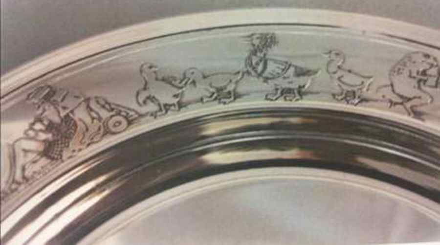 Children & Babyware (Sterling, Hollowware) Sterling Child's Plate by The Mcchesney Co.-1