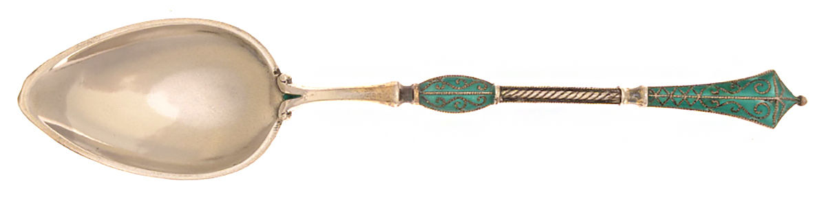 Enameled Sterling Flatware Individual Enamel Ice Cream Spoon by Marius Hammer (Norway)-1