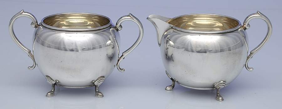 897 (Sterling, Hollowware) Mini Creamer & Open Sugar by Manchester-1