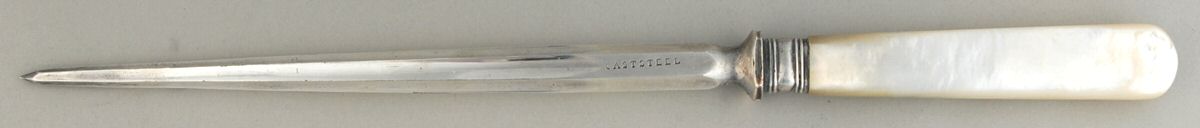 Pearl Handle11 (Sliverplate) Large Roast Steel Rod Knife Sharpener by Meriden Cutlery Co-1