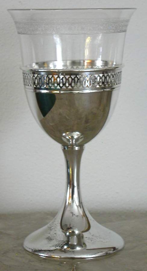 559 (Sterling, Hollowware) Goblet w/ Sterling Stem & Base, Crystal Bowl by M Fred Hirsch-1