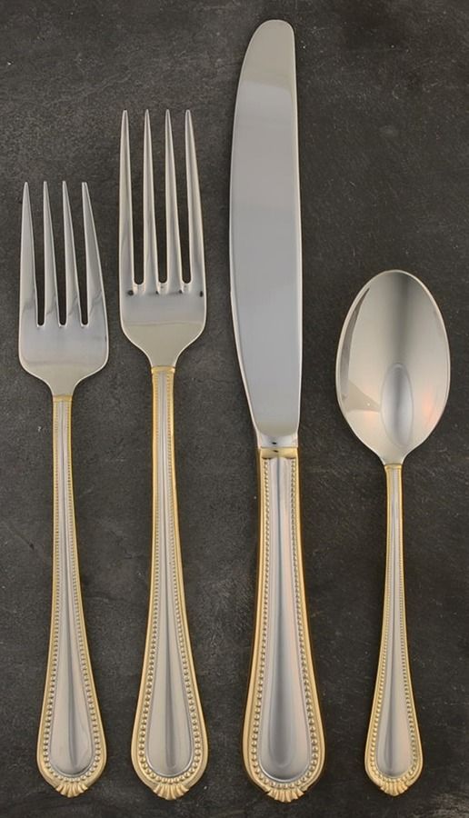 Regent Bead Gold (Stainless) 4 Piece Place Setting by Mikasa-1