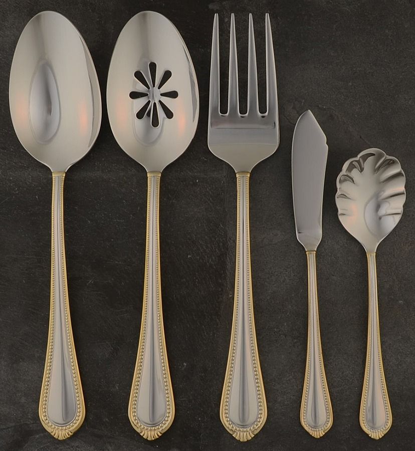 Regent Bead Gold (Stainless) 5 Piece Hostess Set by Mikasa-1