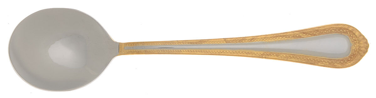 Regent Bead Gold (Stainless) Round Bowl Soup Spoon (Cream Soup) HC by Mikasa-1