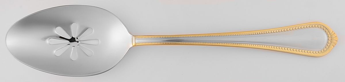 Regent Bead Gold (Stainless) Pierced Tablespoon (Serving Spoon) by Mikasa-1