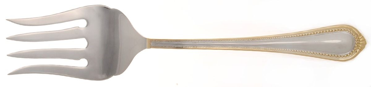 Regent Bead Gold (Stainless) Large Solid Cold Meat Serving Fork by Mikasa-1