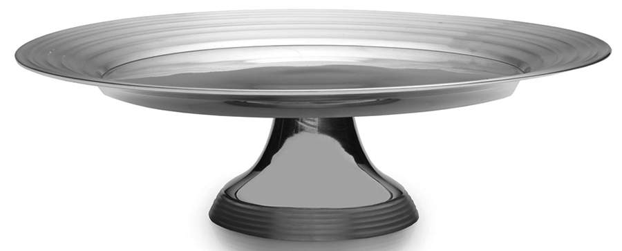 Swirl (Aluminum, Hollowware) 14" Diameter Pedestal Cake Stand by Mikasa-1