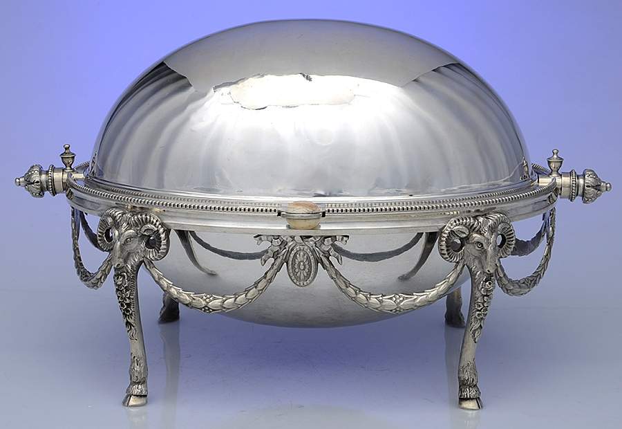 8645 (Silverplate.Hollowware) Oval Roll Top Vegetable Bowl by Martin, Hall & Co.-1