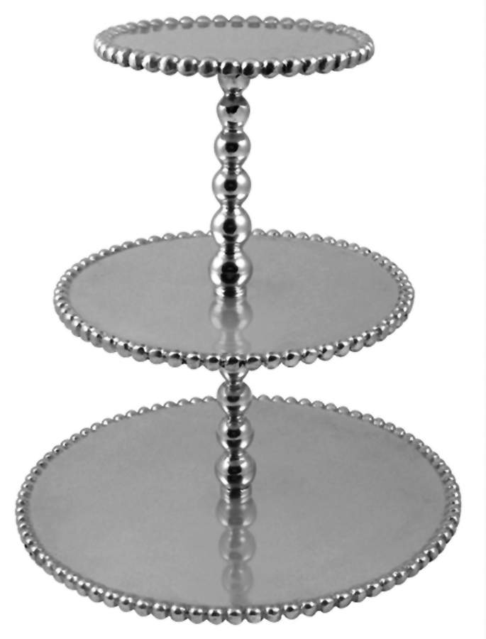 String of Pearls (Aluminum, Hollowware) 3 Tier Serving Tray by Mariposa-1