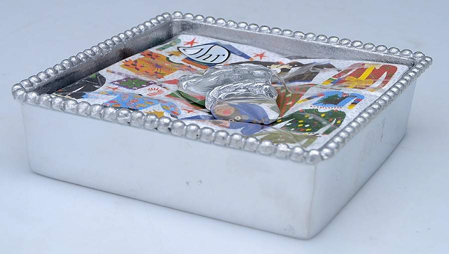 String of Pearls (Aluminum, Hollowware) Square Napkin Holder with Napkins&Weight by Mariposa-1