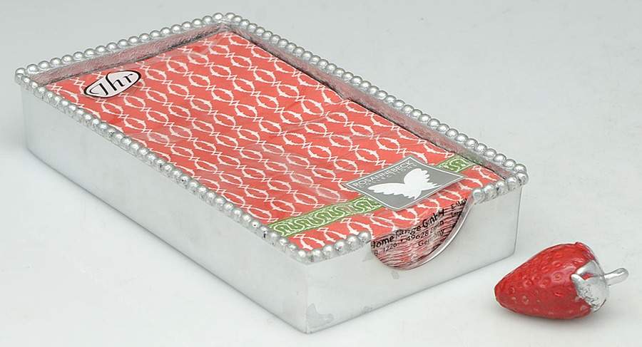 String of Pearls (Aluminum, Hollowware) Rectangular Napkin Holder with Weight by Mariposa-1