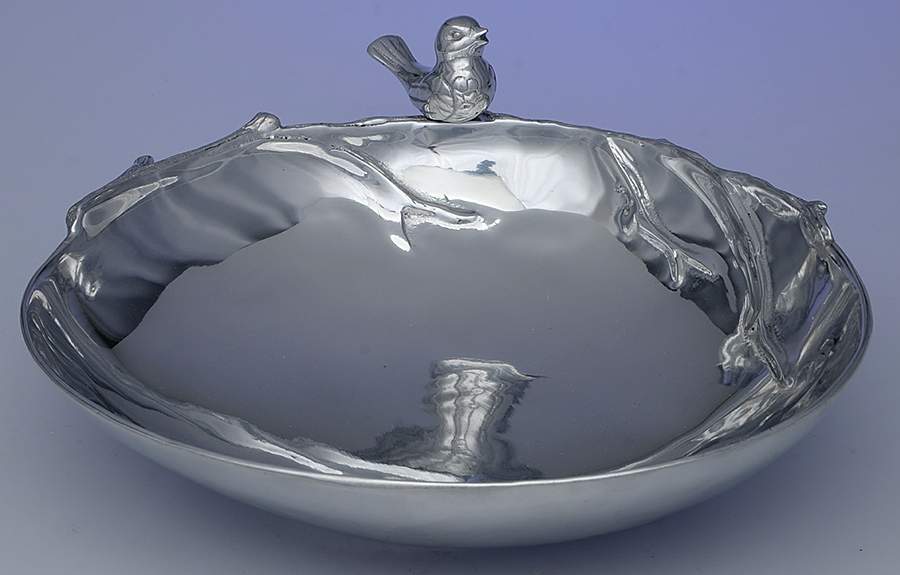 Bird & Branch Collection (Aluminum, Hollowware) 13" Salad Serving Bowl by Mariposa-1