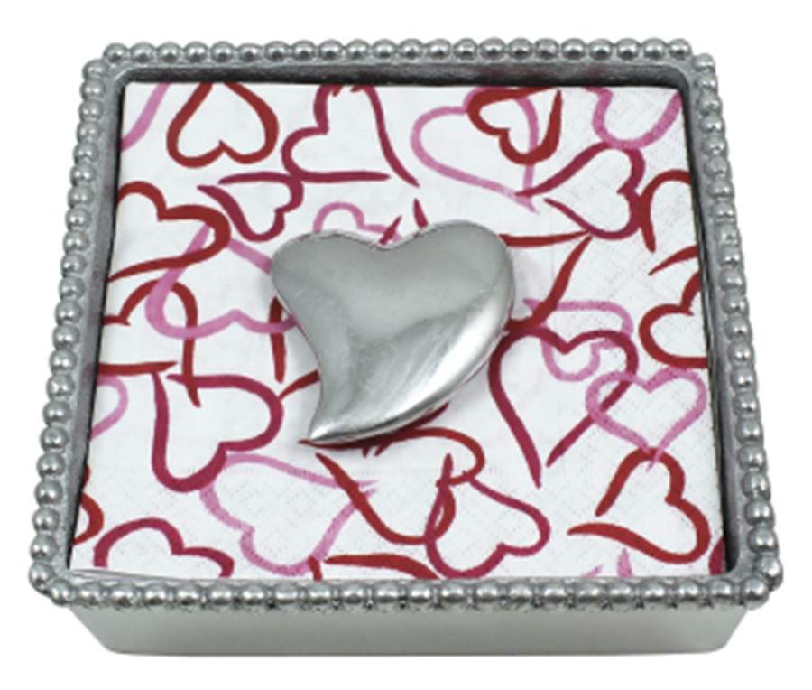 First Comes Love (Aluminum, Hollowware) Square Napkin Holder with Weight by Mariposa-1