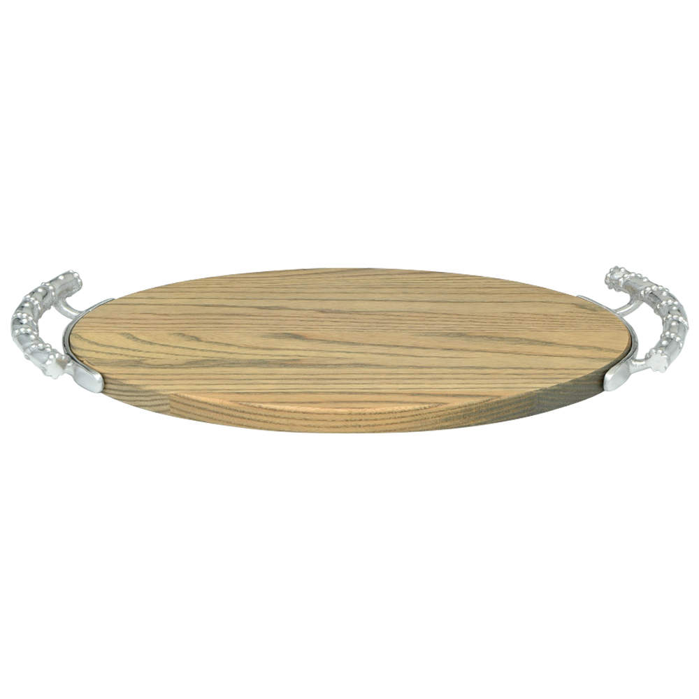 Sueno (Aluminum, Hollowware) 18" Wood Oval Serving Platter by Mariposa-1