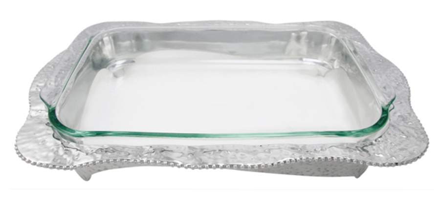 Sueno (Aluminum, Hollowware) 17" Casserole Holder & Pyrex Liner by Mariposa-1