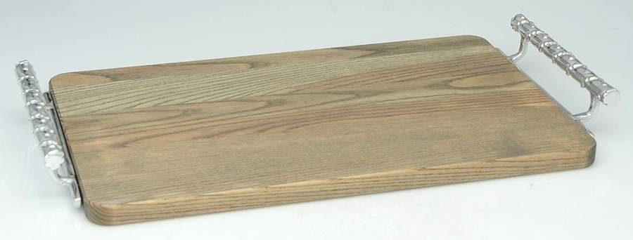 Sueno (Aluminum, Hollowware) 19" Rectangular Wood Tray by Mariposa-1
