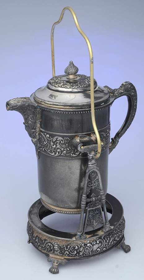 656 (Silverplate, Hollowware) Pitcher with Hinged Lid and Tilting Stand by Middletown Silver Co-1