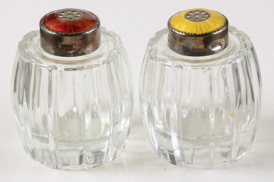 Sterling & Enamel Giftware Individual Salt & Pepper by Meka-1