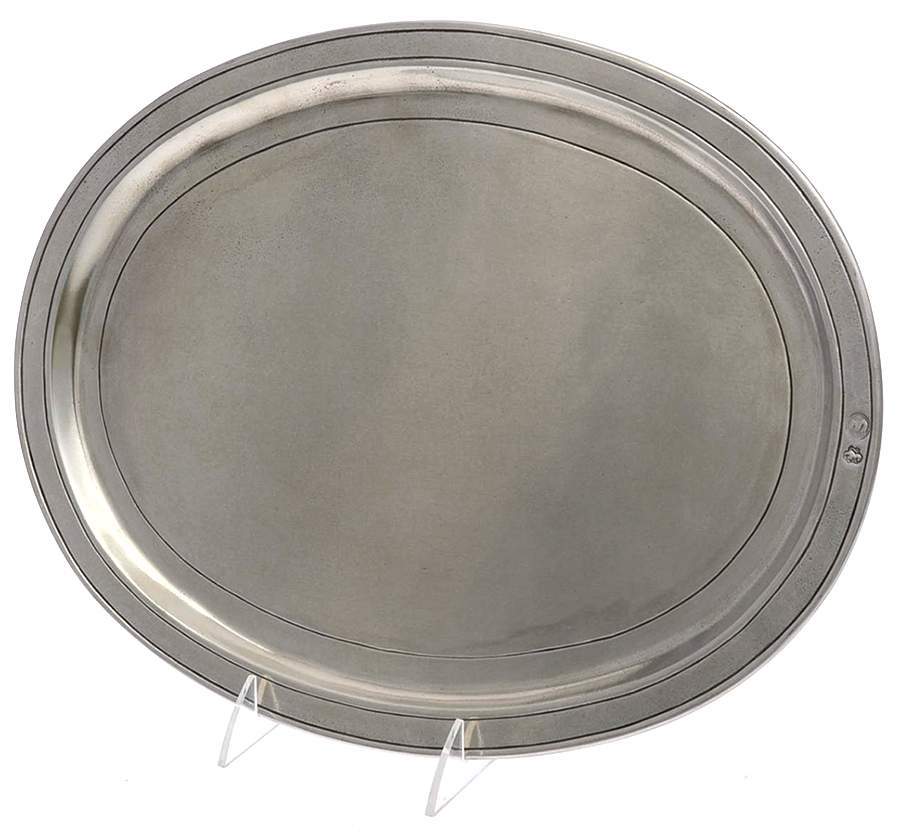 Incised (Pewter, Hollowware) 15" Oval Tray by Match Pewter-1