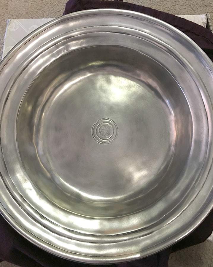 Incised (Pewter, Hollowware) 13" Round Bowl by Match Pewter-1