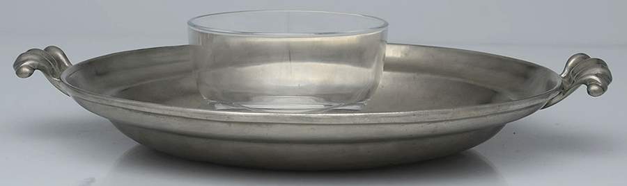 Pewter Hollowware 4" Round Crystal Bowl with Pewter Foot by Match Pewter-1