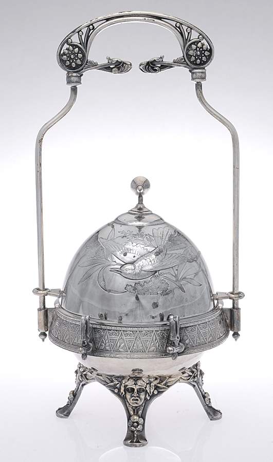 4965 (Silverplate, Hollowware) Round Covered Butter with Strainer & Master Knife by Meriden Britannia -1