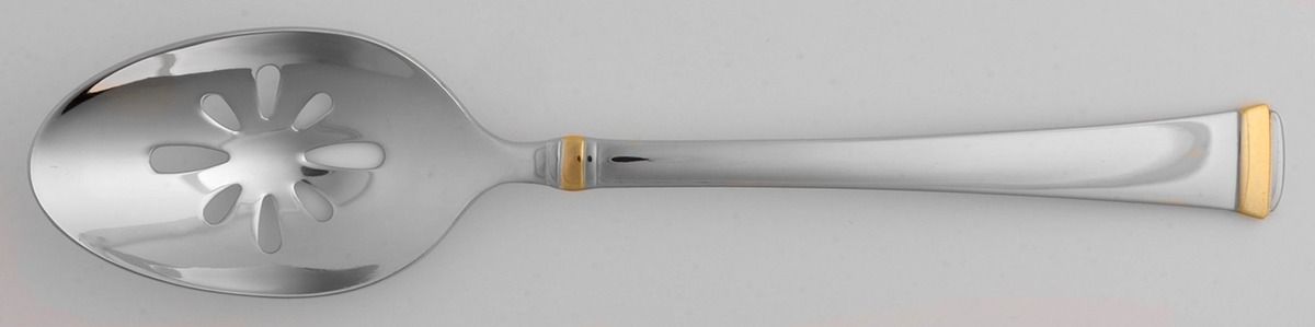 Harmony (Gold Accent, Stainless) Pierced Tablespoon (Serving Spoon) by Mikasa-1