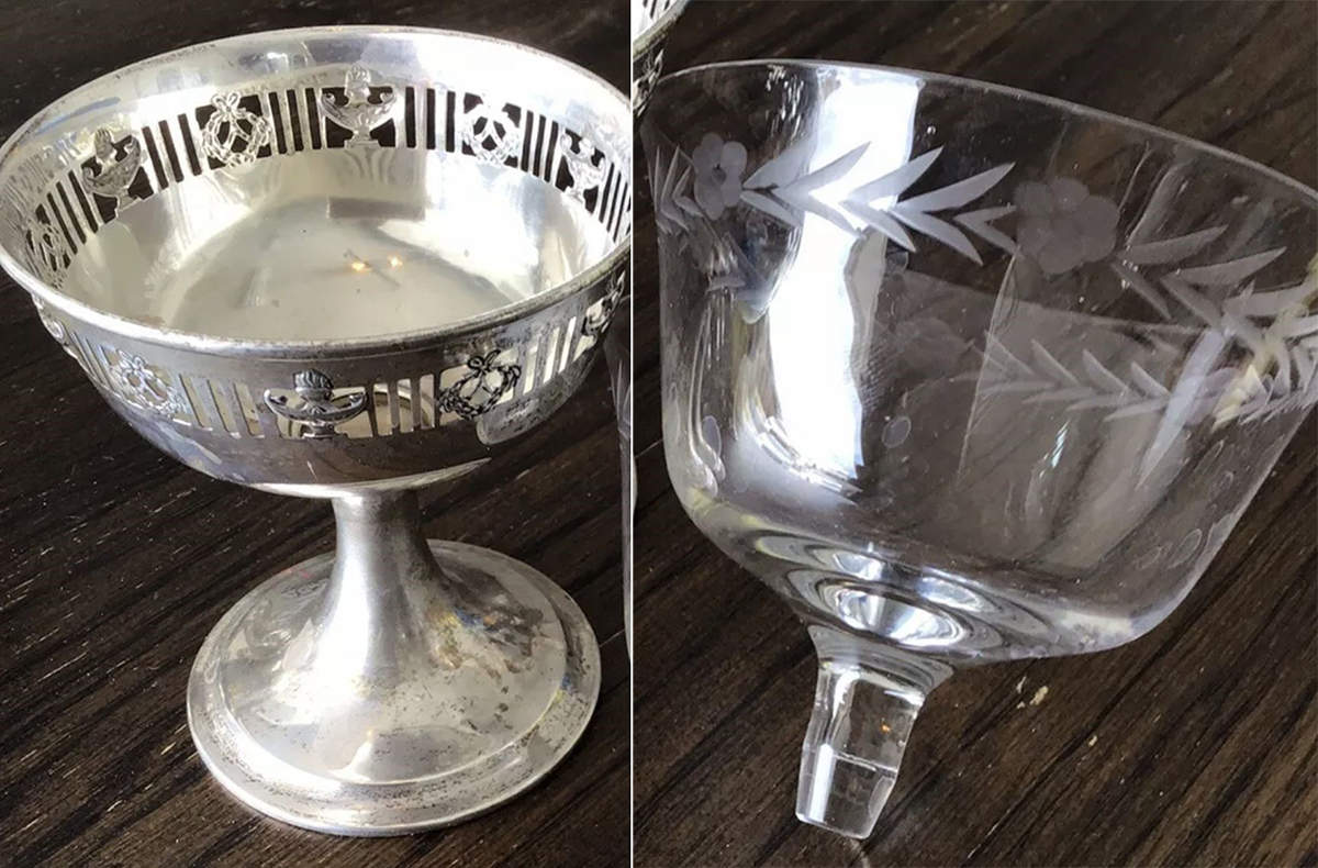 H40 (Sterling, Hollowware) Sherbet & Glass Liner by Matthews -1