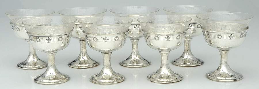 H40 (Sterling, Hollowware) Sherbet & Glass Liner - Set of 8 by Matthews -1