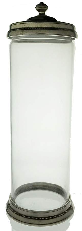 MHX1(Pewter, Hollowware) Large Glass Canister & Metal Lid by Match Pewter-1