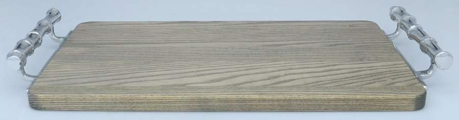 Bamboo (Aluminum, Hollowware) 19" Rectangular Wood Tray by Mariposa-1