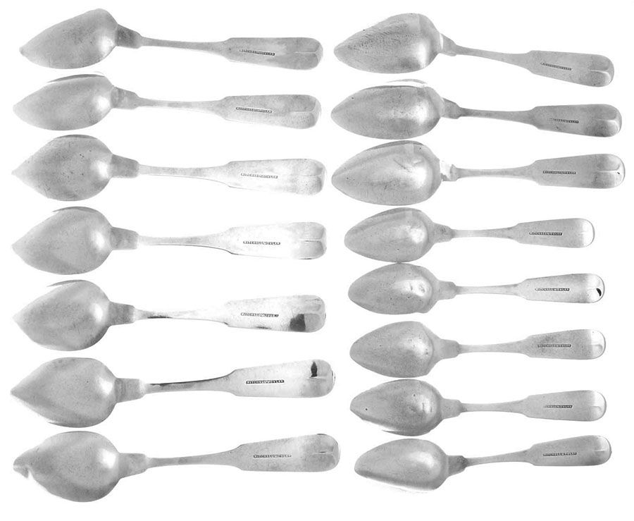 Coin Silver Flatware 15 Piece Set (10 Dessert & 5 Five O'Clock Spoons) by Mitchell & Tyler-2