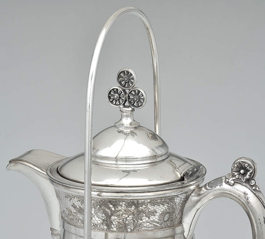 43 (Silverplate, Hollowware) Pitcher with Hinged Lid,Tilting Stand & 1 Goblet by Meriden Britannia -5