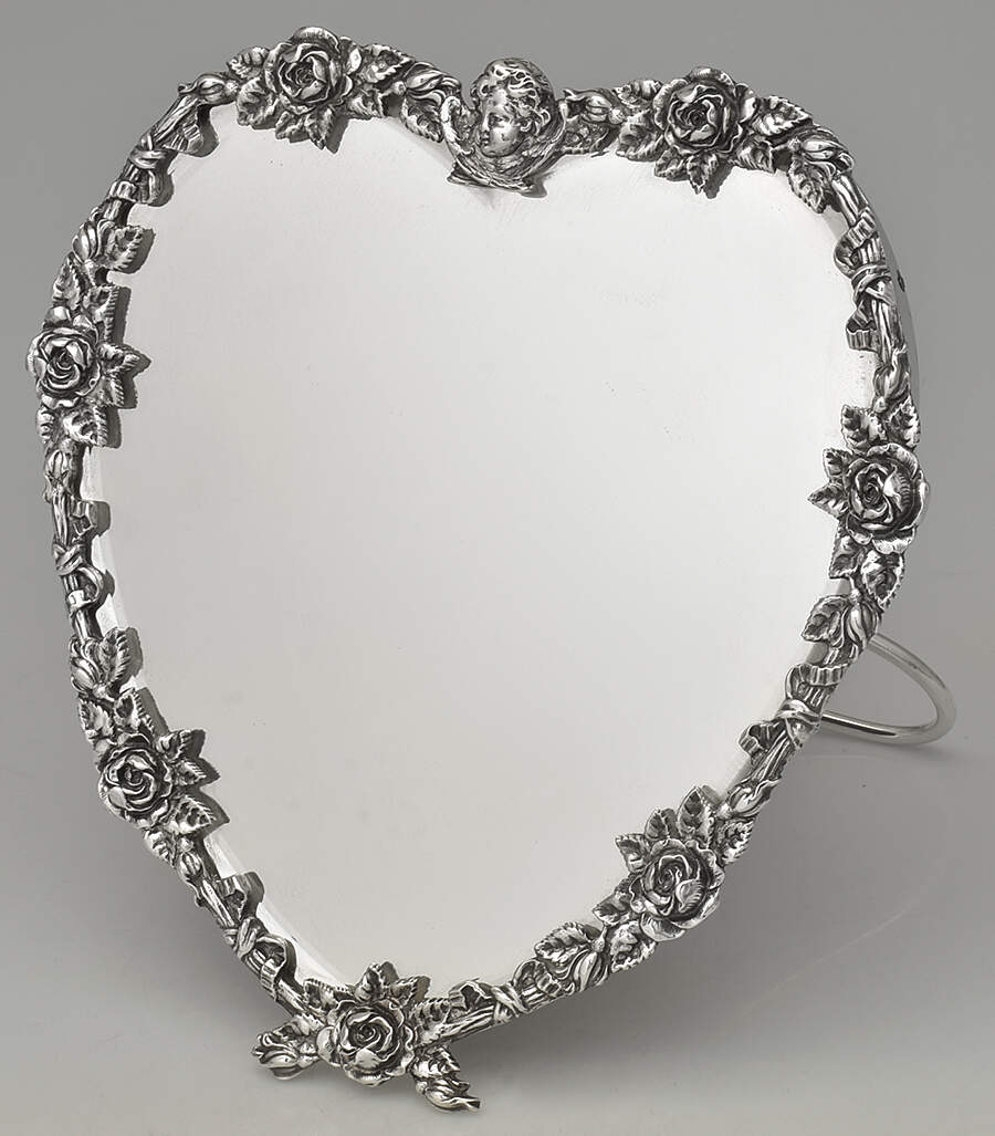 1487 (Sterling, Hollowware) Heart Standing Mirror Weighted by Mauser-4