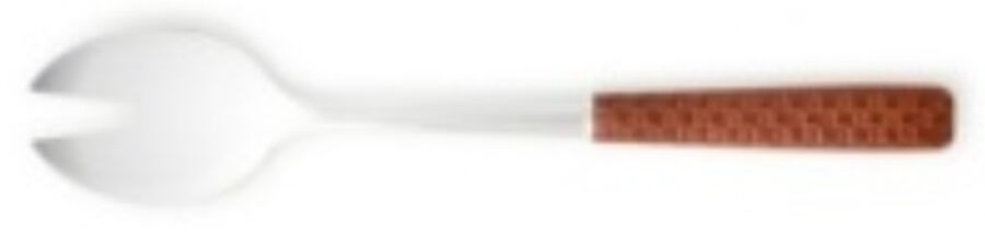 Everyday Leather(Brown)(Stainless) Solid Salad Serving Fork by Mackenzie-Childs Flatware-1