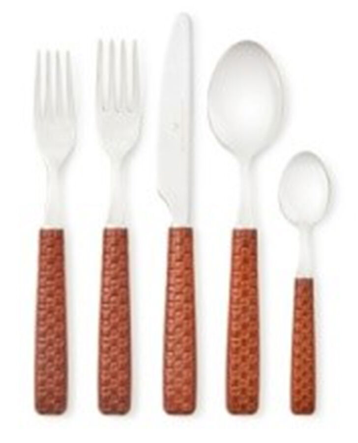 Everyday Leather(Brown)(Stainless) Fork by Mackenzie-Childs Flatware-1