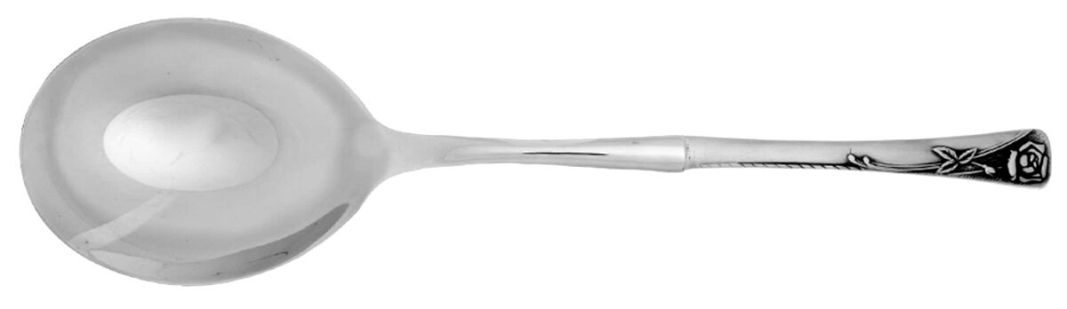 Rosetta (Stainless) Casserole Spoon with Smooth Stainless Bowl HC by Noritake Silver-1