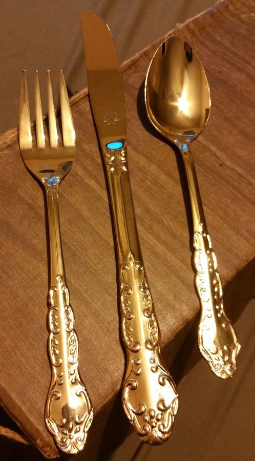 Golden Nancy (Gold Electroplate 1flw) Teaspoon by National Stainless-1