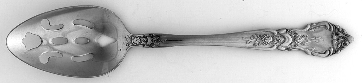 Rose & Leaf (Stainless) Pierced Tablespoon (Serving Spoon) by National Stainless-1
